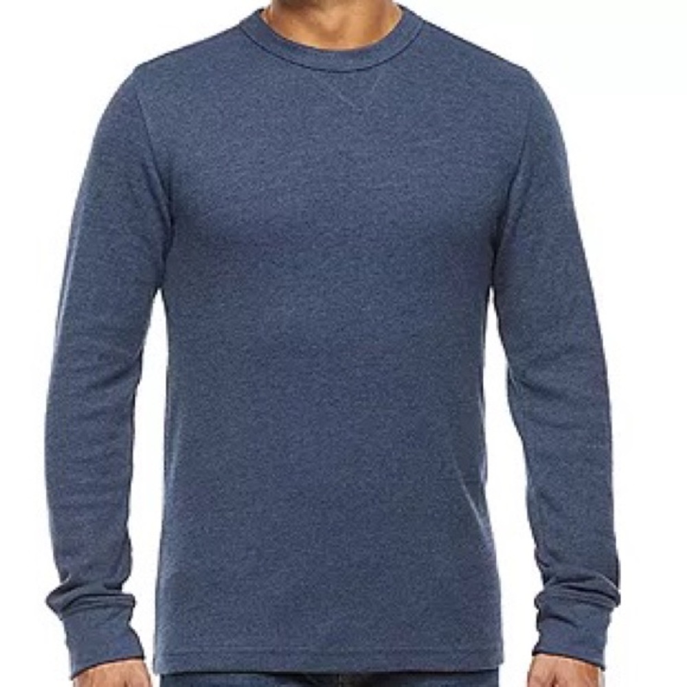 NWT St. John’s Bay Mens Crewneck Waffled Double Knit Henley Shirt - Red - Size S